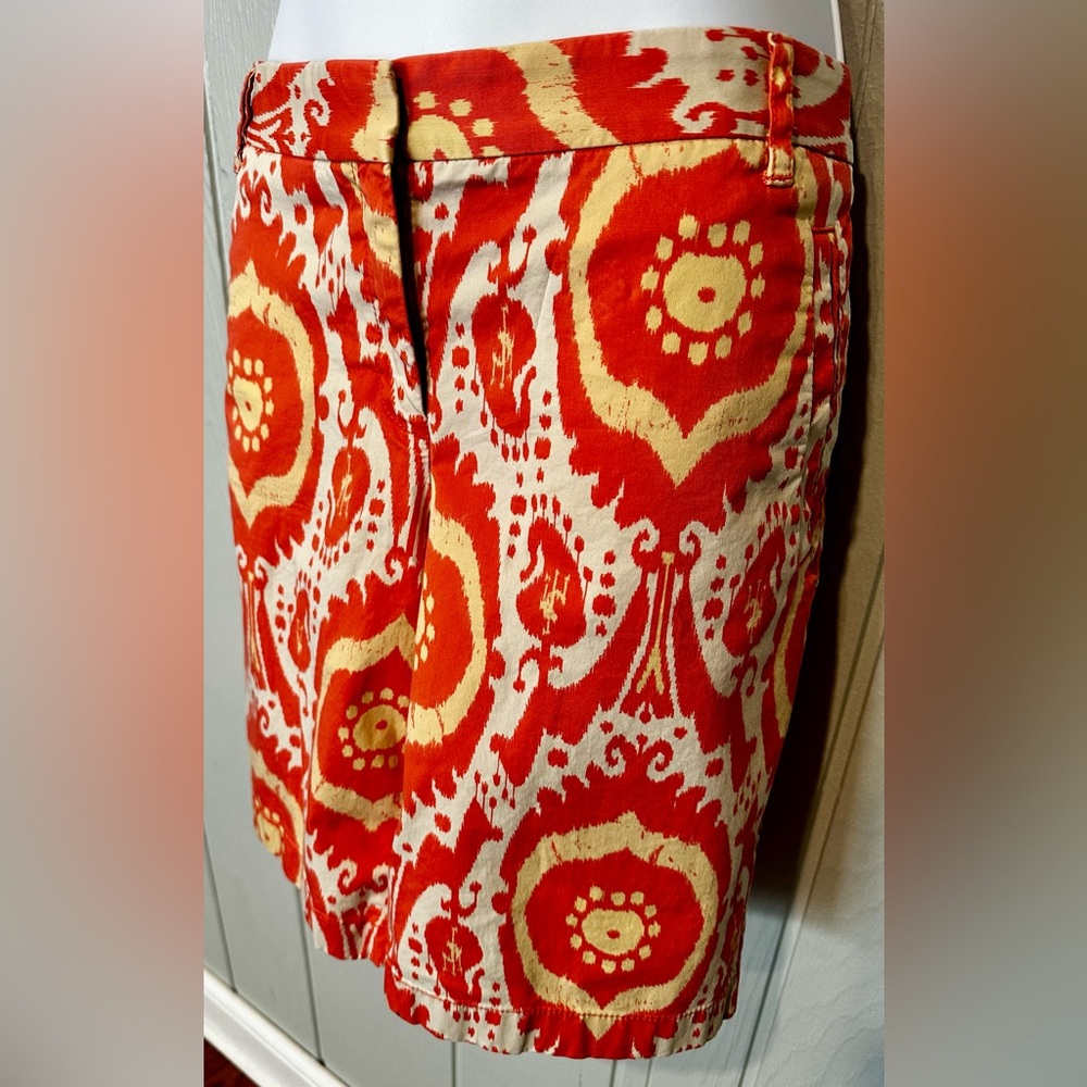 J. Crew Orange & Cream Patterned Women Shorts - Picture 3 of 5